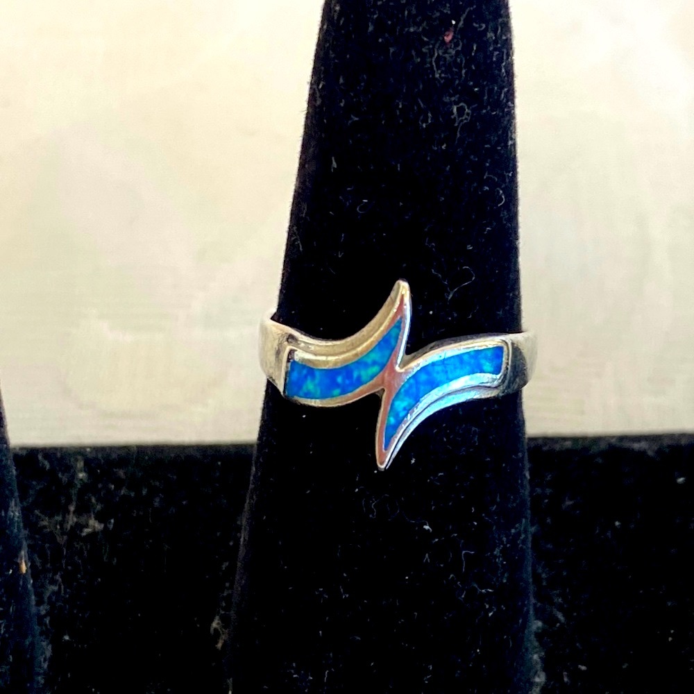 Sterling Silver & Blue Opal Ring